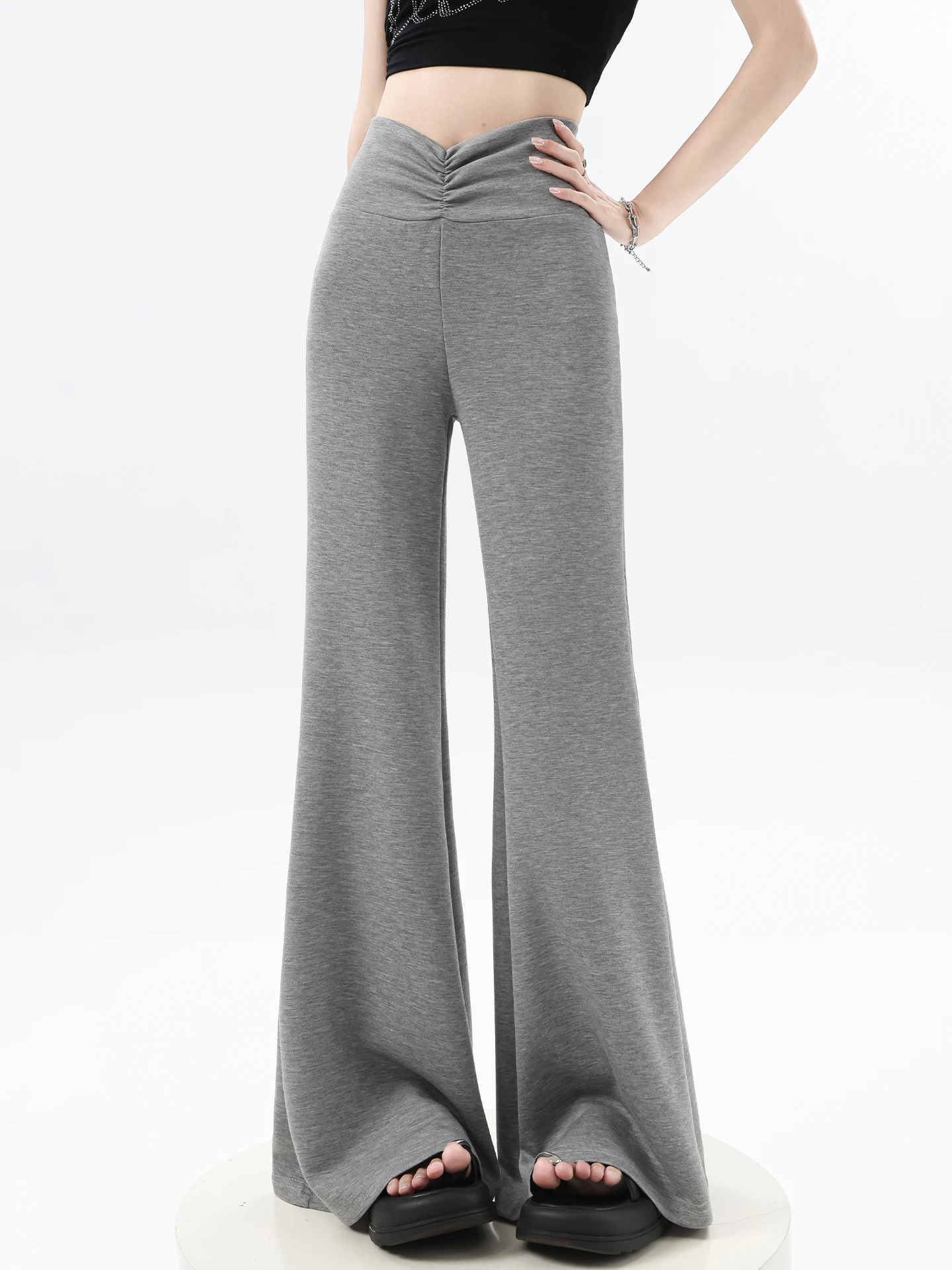 

High Waist Bell Bottom Yoga Pants Women Summer Thin Draped Sports Sweatpants Tall Women Copper Ammonia Silk Pants