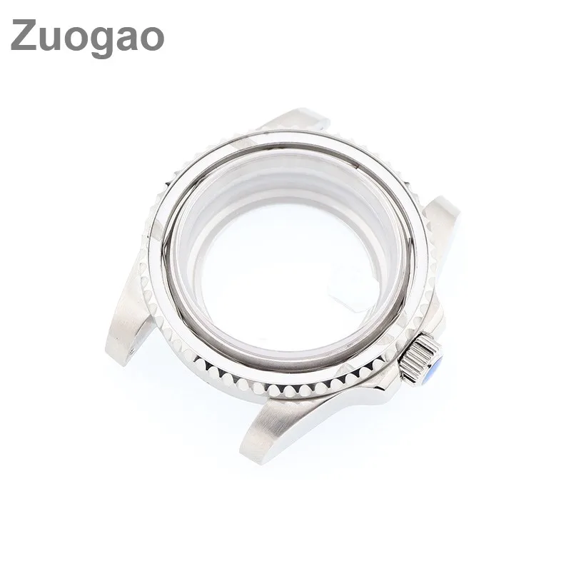 

40mm Brushed Polished Diving Watch Case Electroplated 316L Steel Sapphire Crystal Fit NH34 NH35 NH36 Men's DIY Mod Parts