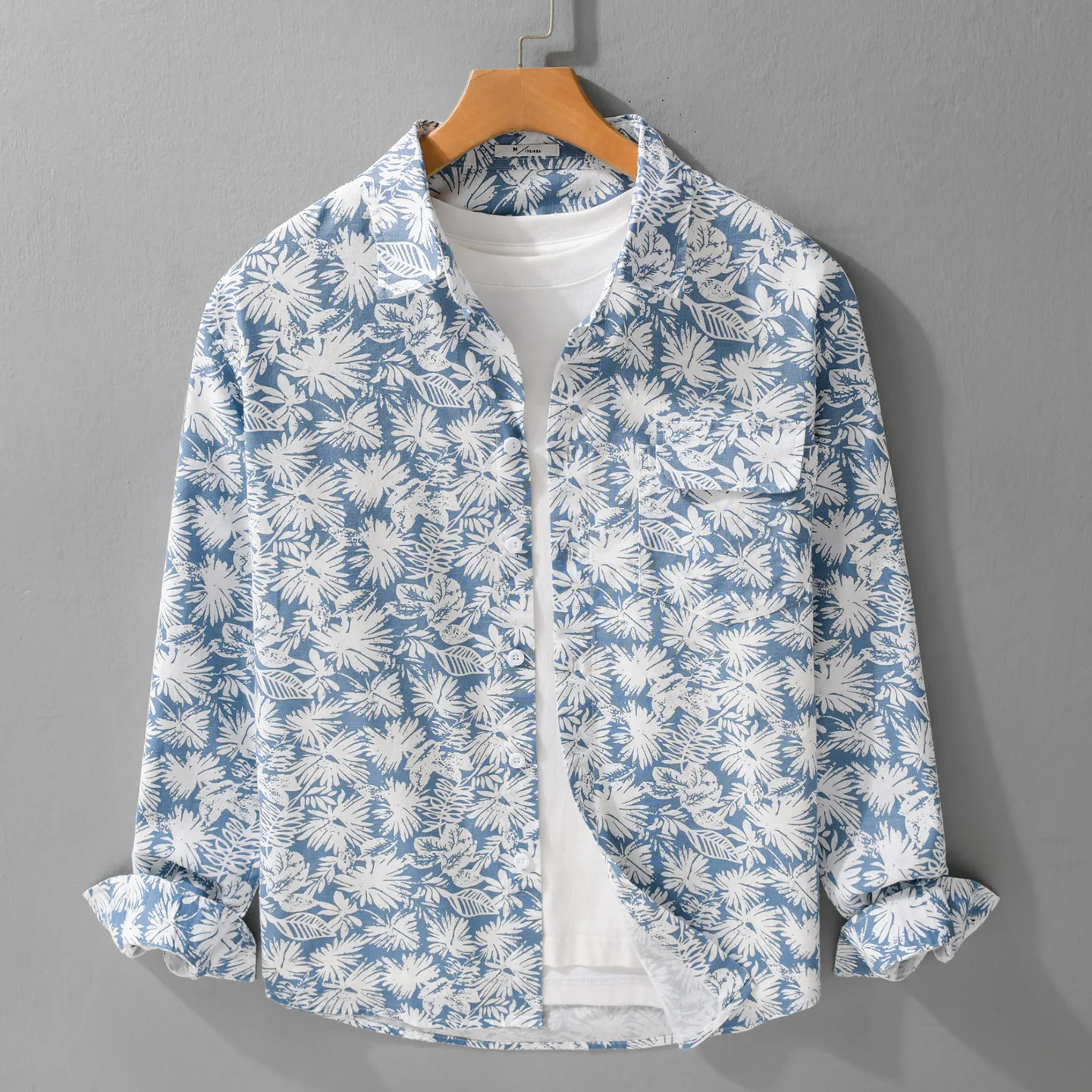 

Весенняя льняная рубашка с длинным рукавом для мужчин: модная повседневная свободная хлопково-льняная рубашка с принтом, удобная, дышащая, на каждый день