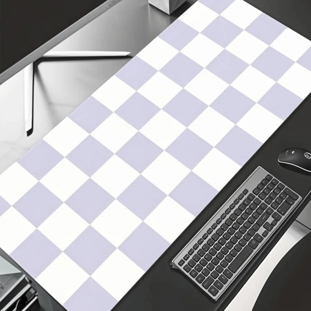 CIFBUY Large Mouse Pad Rubber Non Slip Gaming Desk Mat Lavender White Checkered Pattern Art Office Laptop Keyboard Protector