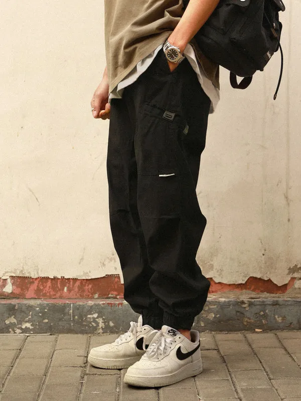 

Large Size Spring Autumn Casual Waed Loose Faion Brand Workwear Pants Men's American Sle Side Logo Sweatpants