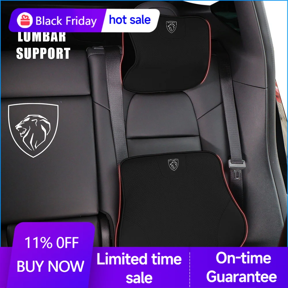 Auto Badge Memory Foam Car Lumbar Cushion Backrest Headrest Interior Accesories For PEUGEOT 206 208 3008 308 207 508 107 307 408