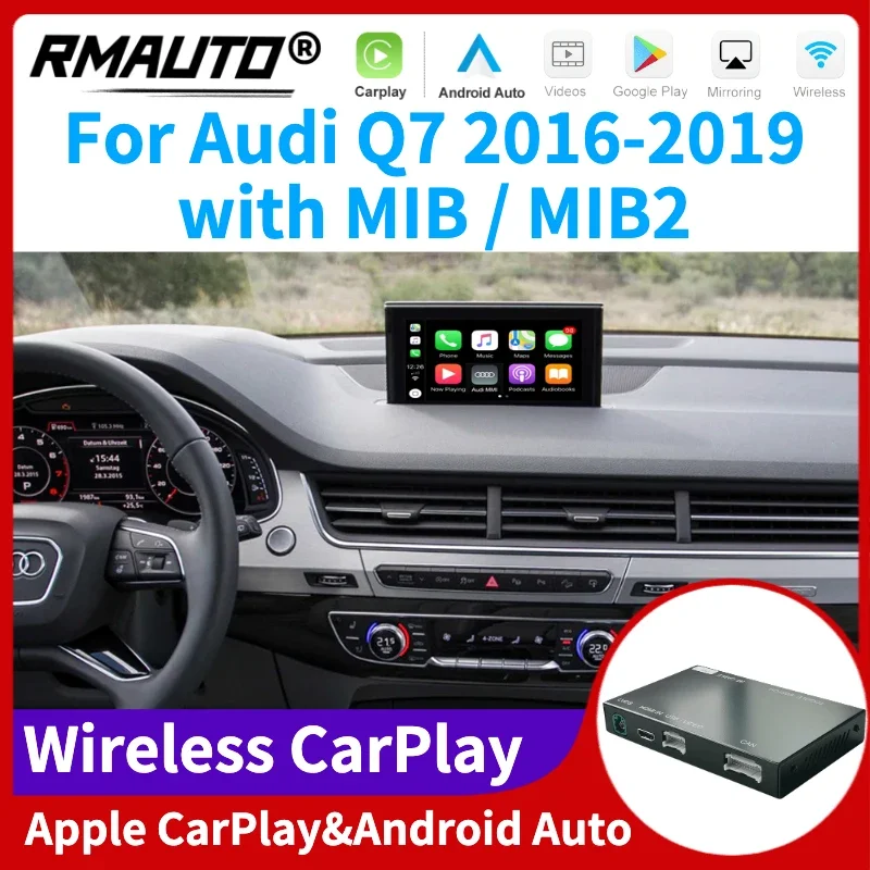 

RMAUTO Wireless Apple CarPlay MIB MIB2 for Audi Q7 2016-2019 Android Auto Mirror Link AirPlay Support Reverse image Car Play