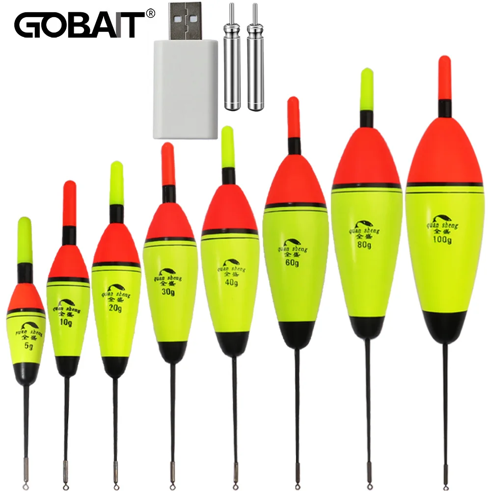 مصباح ليد عائم للصيد ، عوامة بذيل طويل ، معدات صخرية ، ليل النهار ، بوبر عمودي ، شاحن يو إس بي إيفا ، مصباح بطارية CR425 ، 5 جم ، جي