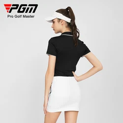 PGM Women's Golf Short Sleeve T Shirts Summer Sports Breathable Shirt Slit Hem V-neck Design Golf Apparel Women YF553