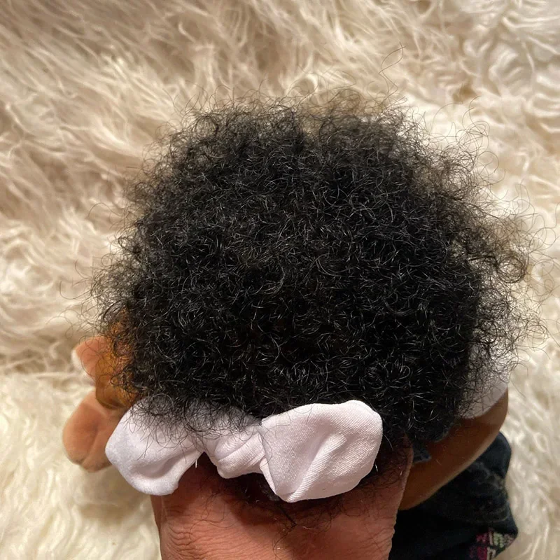 49cm Reborn Dolls Loulou Balck Skin American Black Curly Hair Soft Vinly with Rooted Eyelshes for Children Gift