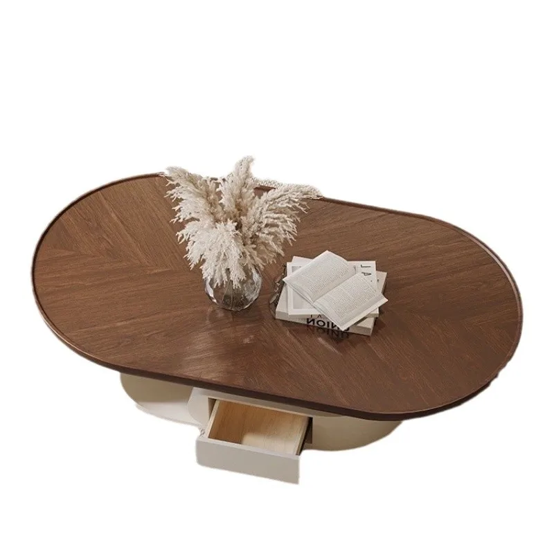 

Round arc edge modern retro living room home walnut antique coffee table