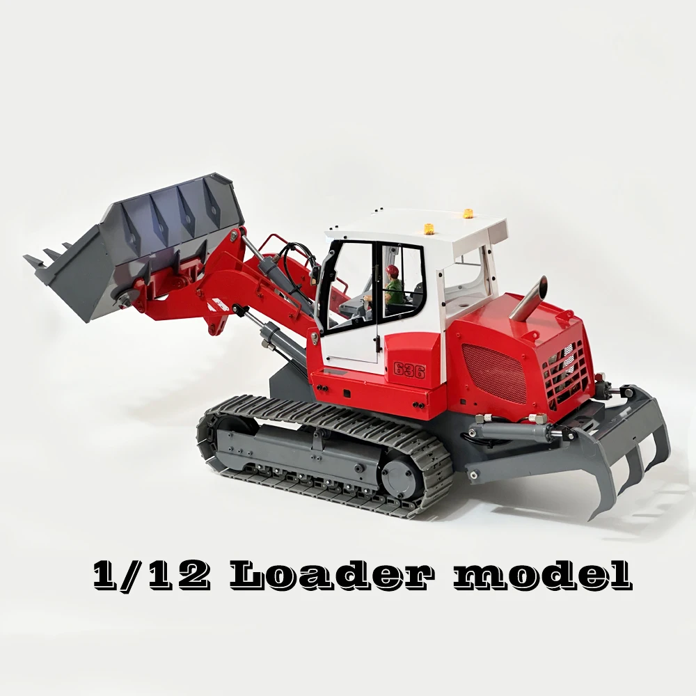 JZ636 1/12 Metal RC Hydraulic Crawler Loader Model RTR Painted Version with Sound and Light Forklift Model Toy