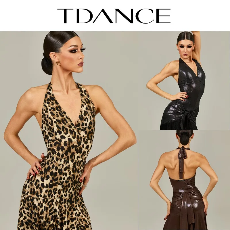 

Индивидуальный пошив: Женское латинское платье TDANCE [Топ с бретельками на шее] для ежедневных занятий и выступлений GL-242