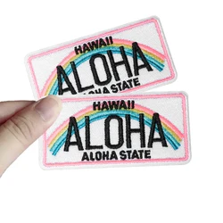 1PC ALOHA Rainbow Lightning Embroidered Patch Iron On Sew On Patches For Clothes Cap Bag Jacket DIY Gift Badge With Hot Adhesive