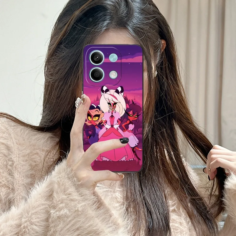 H-Helluva Boss حافظة هاتف محمول لهاتف Xiaomi Redmi Note 13 12 11 10 9 POCO F4 F5 M5 X5 Pro Plus 5G غطاء هاتف أسود Funda