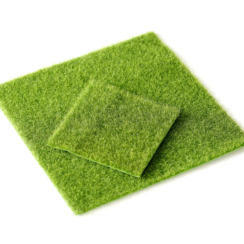 4PCS Artificial Garden Grass Lawn Fairy Garden Decoration Accessories Simulated lawn 15*15CM Micro landscape decoration