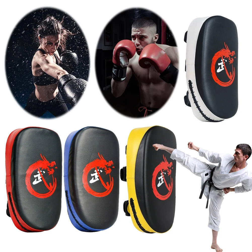 بو الجلود الملاكمة MMA منصات الهدف منحني ركلة درع عدم الانزلاق مقبض اللكم المجاذيف حزام قابل للتعديل للتدريب فنون الدفاع عن النفس