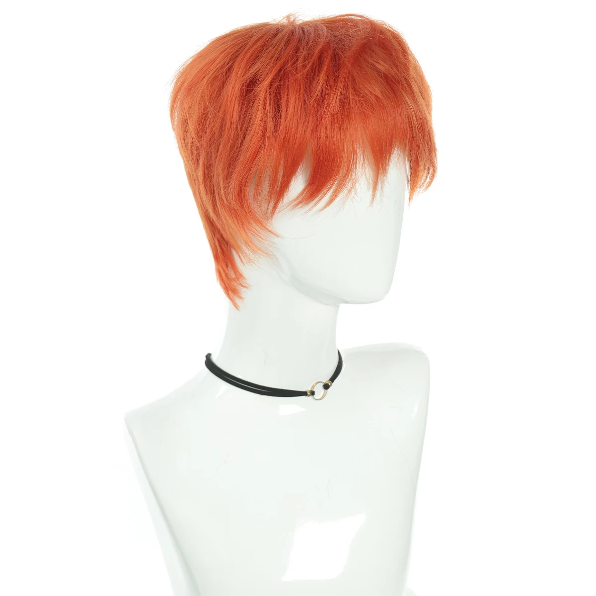 Peruca sintética laranja masculina de 8 polegadas, cabelo curto e liso, estilo coreano, resistente ao calor, peruca bonita