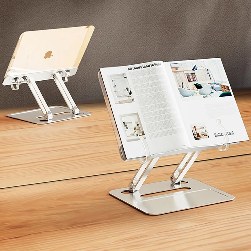 OUTMIX Desktop Height Adjustable Aluminum Reading Book Bracket Tablet Stand Multi Angle Rotation Laptop Holder for iPad Pro 12.9