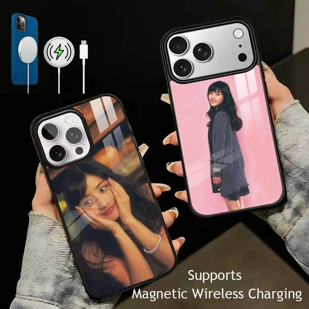 Japanese Ishihara Satomi  Luxury Glass Phone Case For iPhone17,16,15,14,13,12,11 Plus,Pro Allows magnetic wireless charging