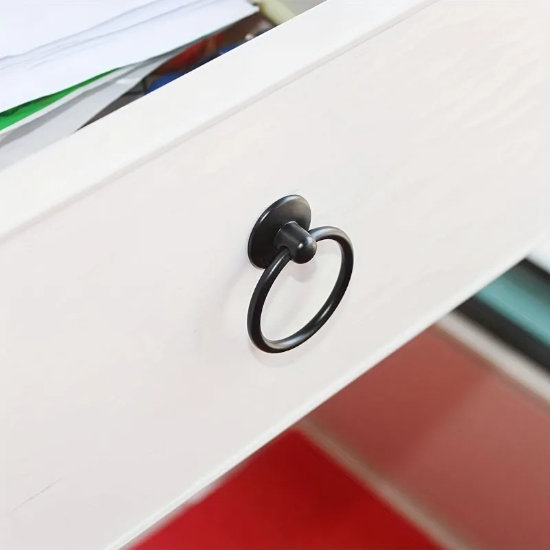 3pcs Circular Handle Pull, Dressing Table Drawer Knob Cabinet Door Pull Ring Handle with Hanging Ring, Furniture Hardware