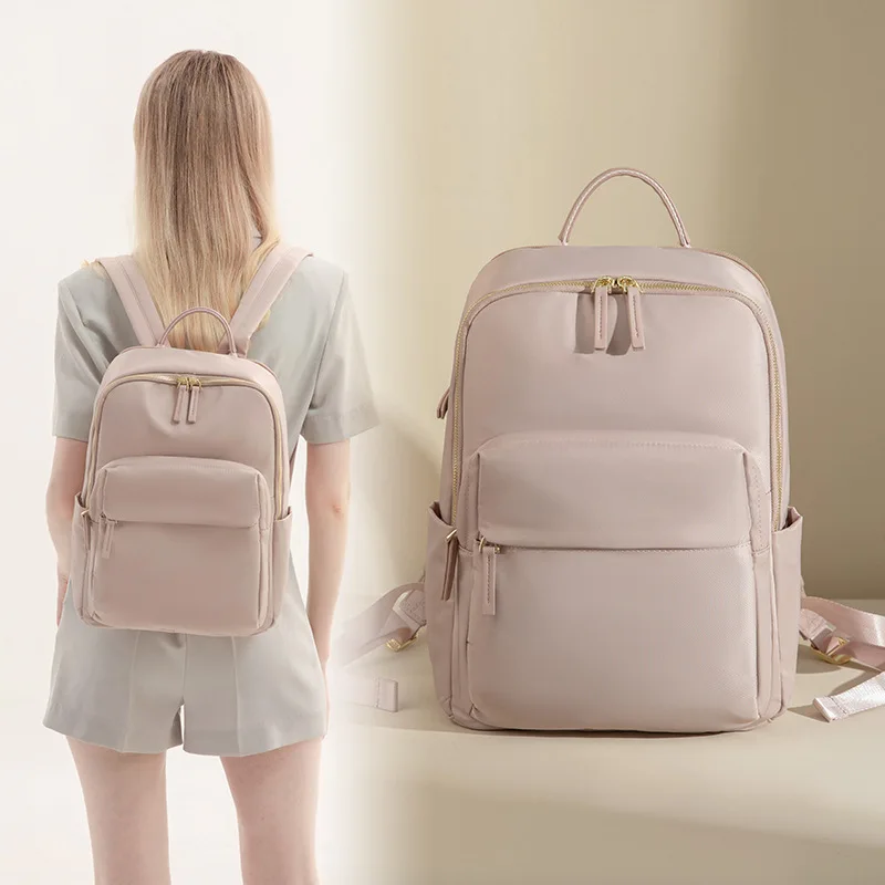 Women Oxford Backpack Twin Front Pockets Water Resistant for Daily Travel Work Commuting C9130 with Carry Handle Casual Bag