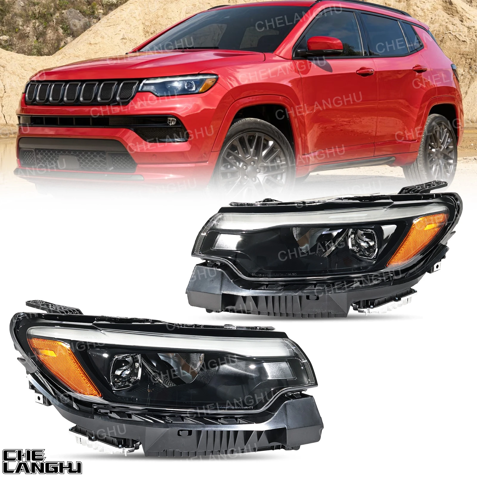For Jeep Compass 2022 2023 2024 2025 2026 Car accessories Front LED HeadLight HeadLamp Turn Signal 68441587AG 68441586AG