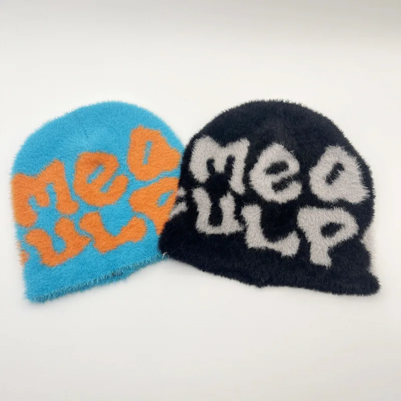 Neue Ins Beliebte Unisex Herbst Lustige Hut Nerz Pelz Winter frauen Kappe Mit Brief Beanies Hut Männer Warme Weiche Skullies bonnets Geschenk – Detail 6