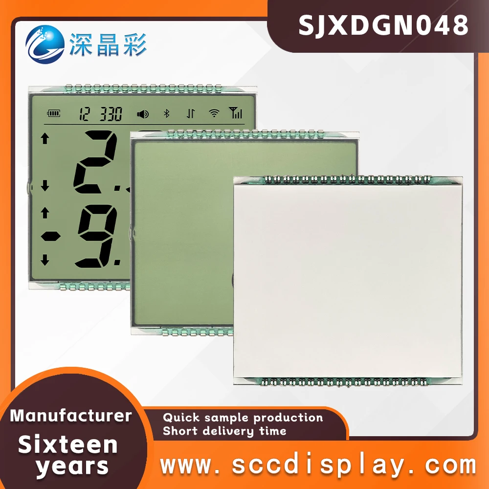 Fabricante personalizado sjxdgn048 tn tela de segmento lcd positivo tela de exibição de ponto decimal instrumento de temperatura tela lcd