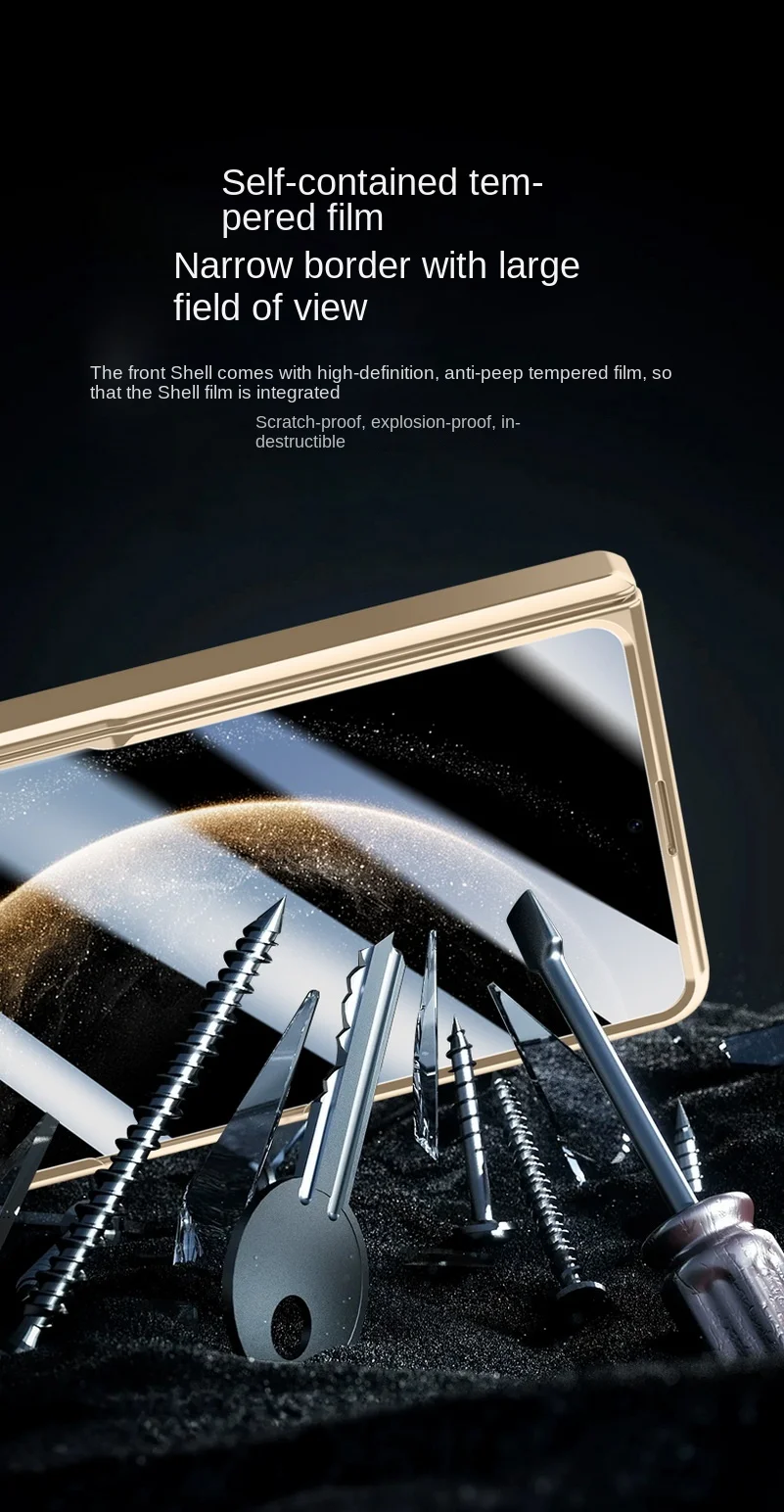 

Electroplate Spring Hinged Plain Leather Tempered Glass Protect Case For Huawei Mate X6 HUAWEI MATE X6 All-inclusive Cover