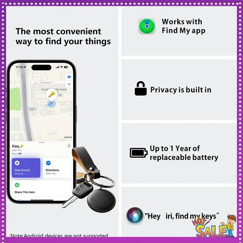 AA87 умный GPS трекер Finder, совместимый с Air Tag для ключей, чемодана, кошелька, 4 шт.