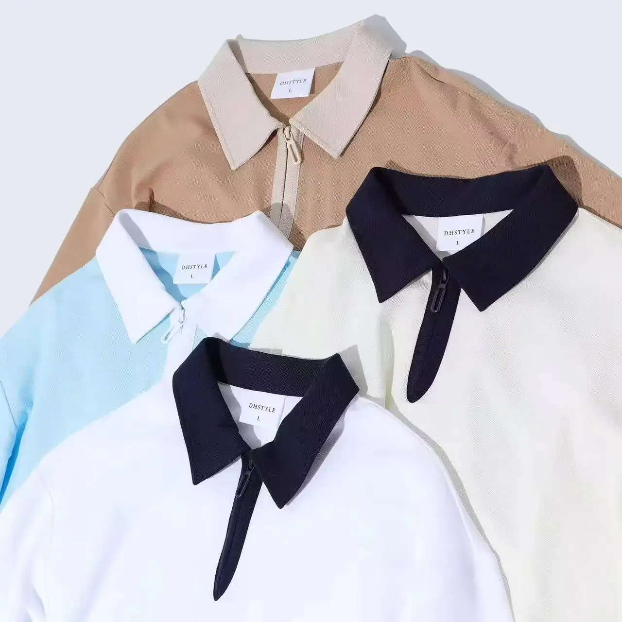 Men's Quick-Dry Polo Shirt Restaurant Waiter Half-Zip Long-Sleeved Casual Multi-Color Sweatshirt Customized Logo