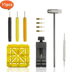 11 Pcs Watch Repair Tool Set Watch Link Band Slit Strap Bracelet Chain Pin Remover Adjuster Tool Kit for Professional Watchmaker