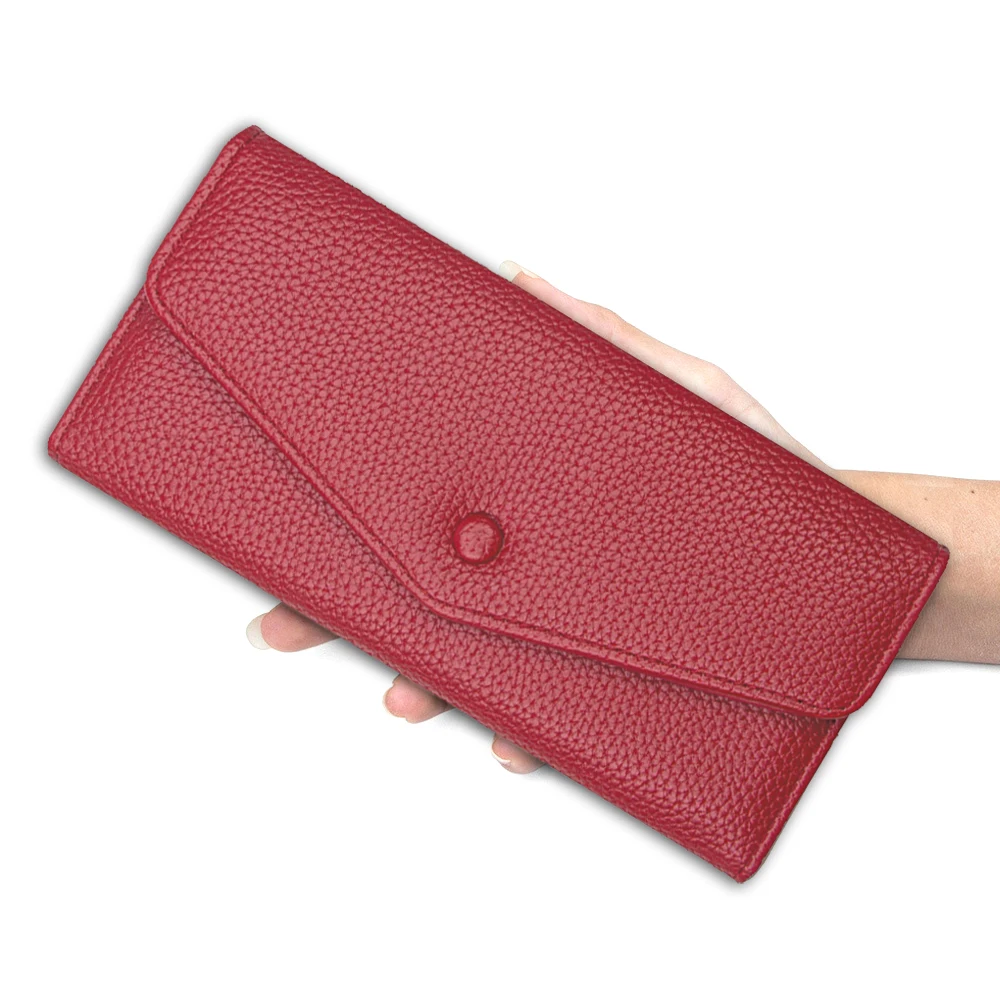 Damen Lange Geldbörse PU-Leder Umschlag-Clutch Große Kapazität Kartenhalter Münzfach Reißverschlusstasche Elegante Damengeldbörse