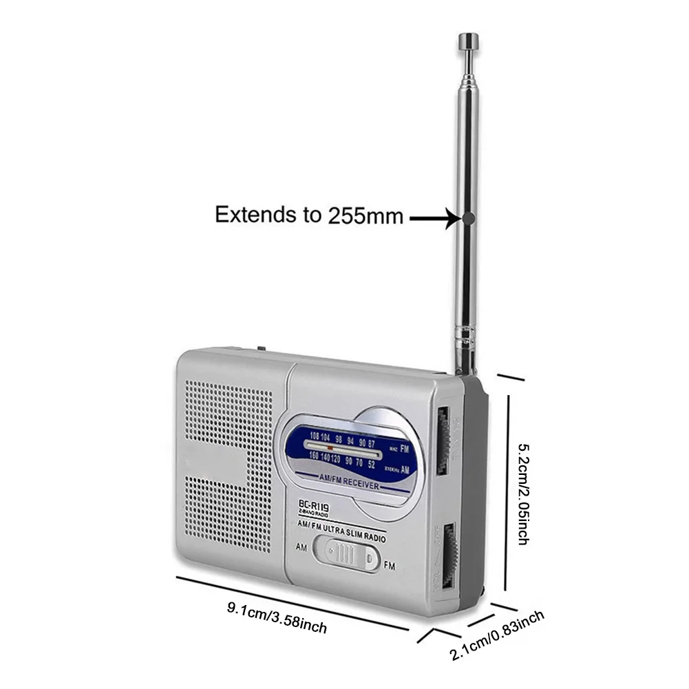 راديو صغير عتيق يعمل بالبطارية AM FM راديو هوائي تليسكوبي راديو محمول هدايا لكبار السن