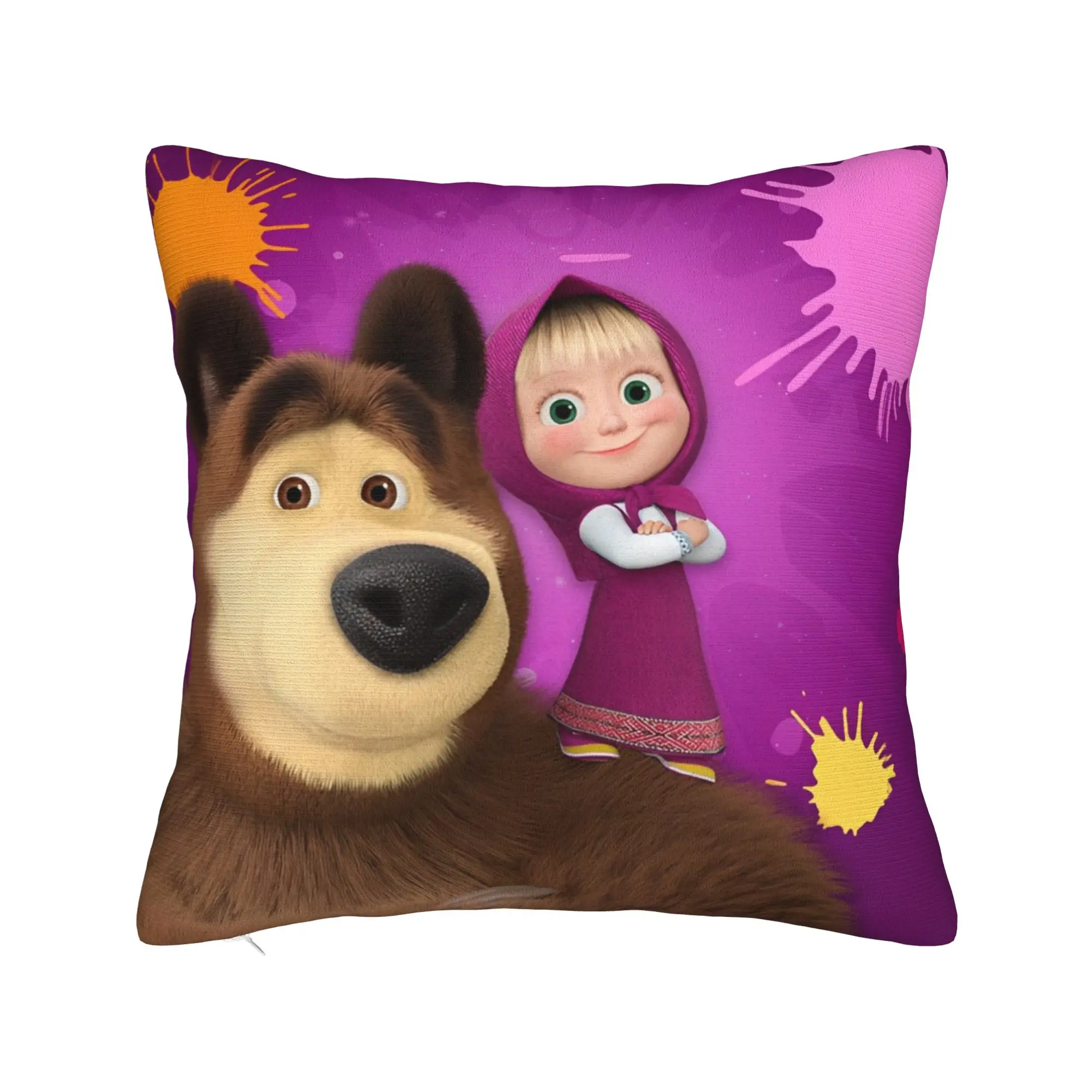 Cute Cartoon M-Masha and Bear  Pillowcase Printing Polyester Cushion Cover Gift  Throw Pillow Case Cover Home Dropshipping 40*40
