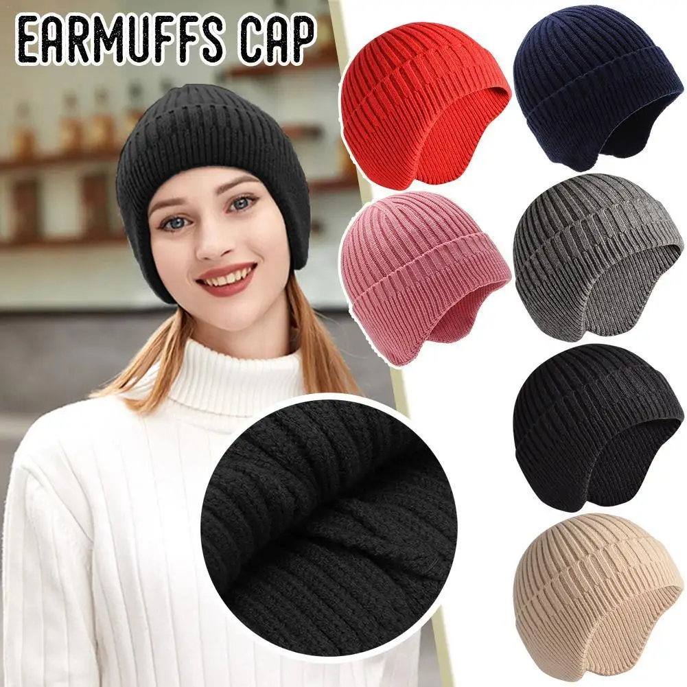 

Winter Wool Hat Men's Ear Protection Wool Thickened Outdoor Warm Windproof Winter Knitted Cap Women
