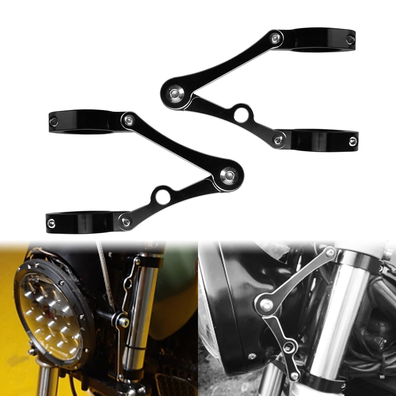 

Motorcycle Universal 39mm-41mm Headlight Fork Tube Bracket Mount Clamp Holder Black For Harley Cafe Racer Sportster XL For Honda