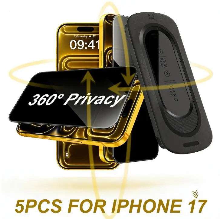 

1-5PCS 360 Degree Privacy Screen Protector for iPhone 17 pro Max 17Air 17Pro Anti-Spy Tempered Glass Film with Easy Installation