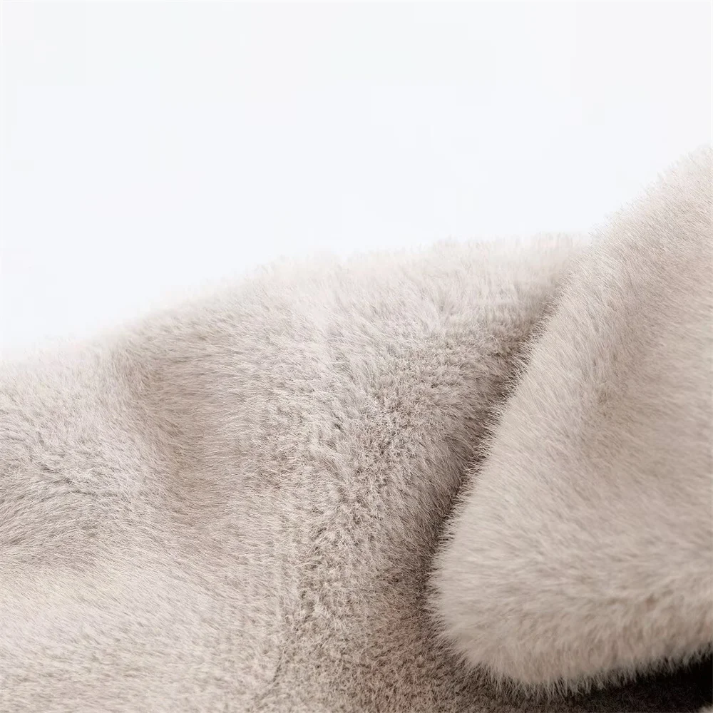 معطف فرو المنك بأكمام طويلة وجيب بأزرار فضفاضة للنساء للخريف والشتاء معطف دافئ جديد #5