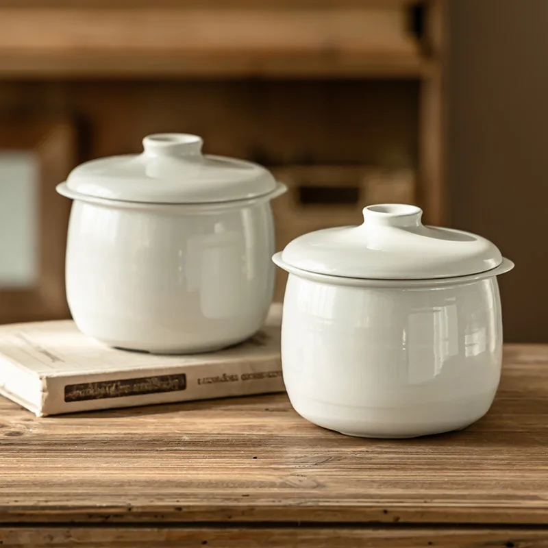 

YFY ceramic stew cup, water stew, household small crock pot with lid, stew pot, soup cup, special soup cup for egg custard