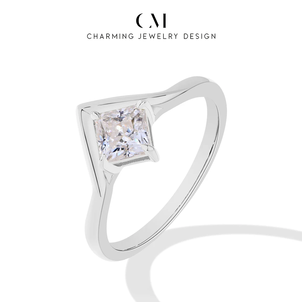

CHARMING Classic Sparkling Romantic Princess Cut 5*5 Moissanite Ring S925Silver forWomen party Birthday Gift Anniversary Wedding