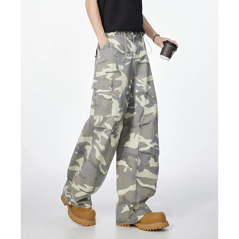 

Мужские модные камуфляжные брюки свободного кроя для активного отдыха, простые и естественные, на все сезоны, для спорта и досуга, прямые штанины