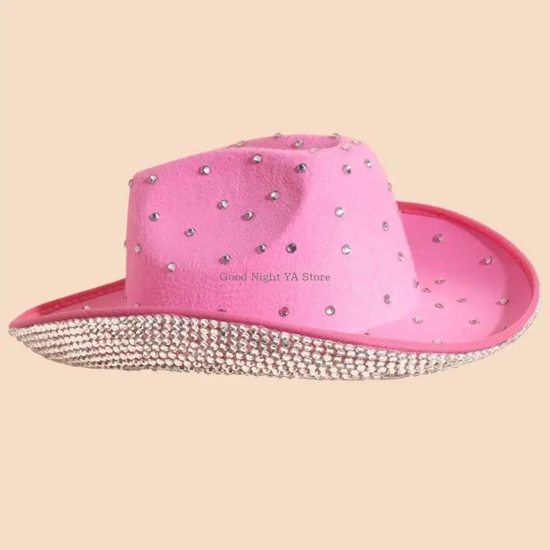 Panama Rhinestones Cowboy Hat Crystal Brim for Carnivals Music Festival