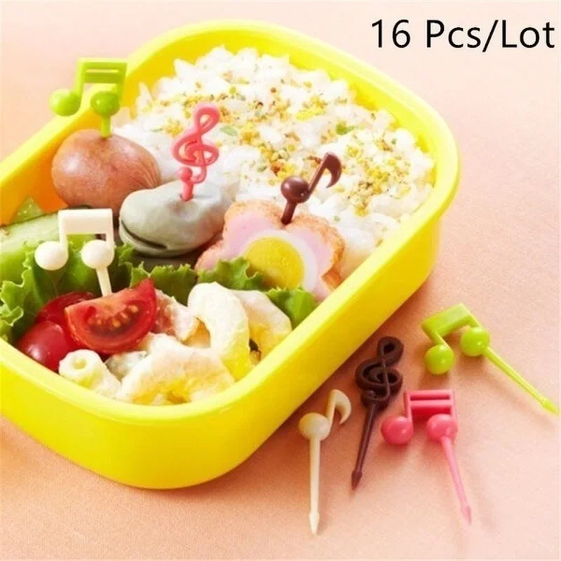 Novelty Plastic Cartoon Animals Ants Cats Musical Note Shape Food Fruit Fork Picks Set For Party Cake Dessert Bento Accessories