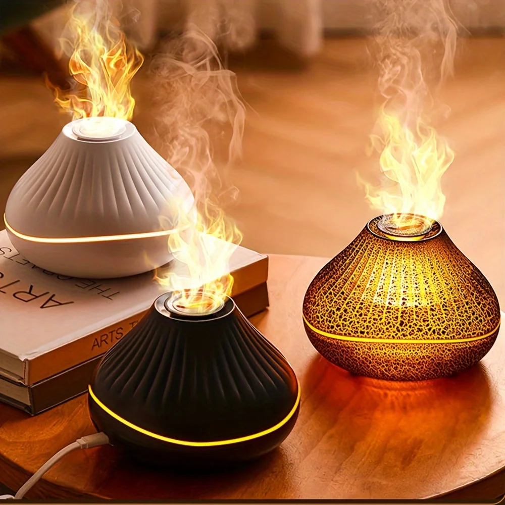 

Вулканический ароматический диффузор, лампа с эфирным маслом, 160 мл, USB портативный увлажнитель воздуха с цветным пламенем, ночник, подходит для спальни