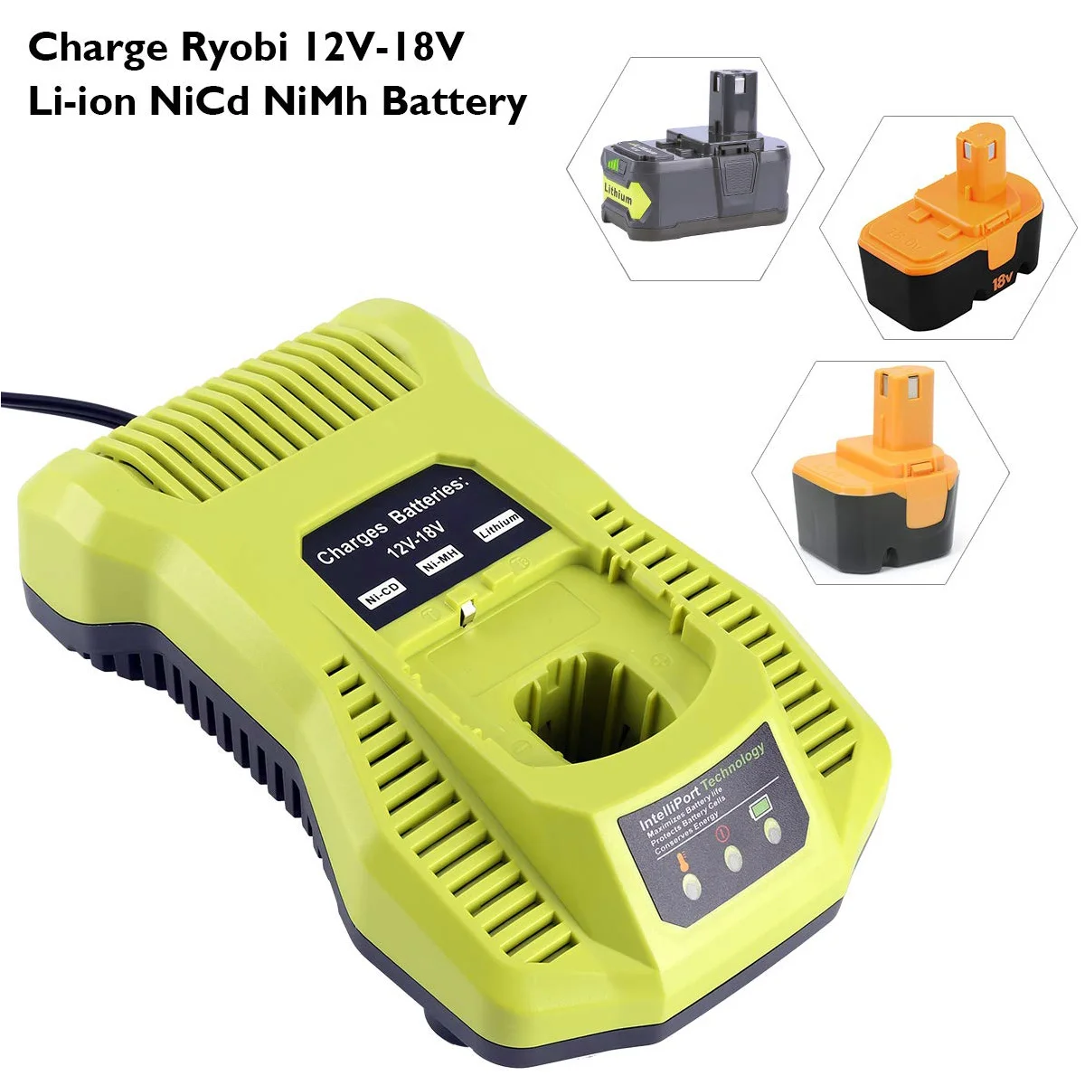 Battery Fast Charger Tool for RYO Ryobi 12V-18V One+Plus Universal Safety Li-ion Battery Nickel Battery Charger P117 P108