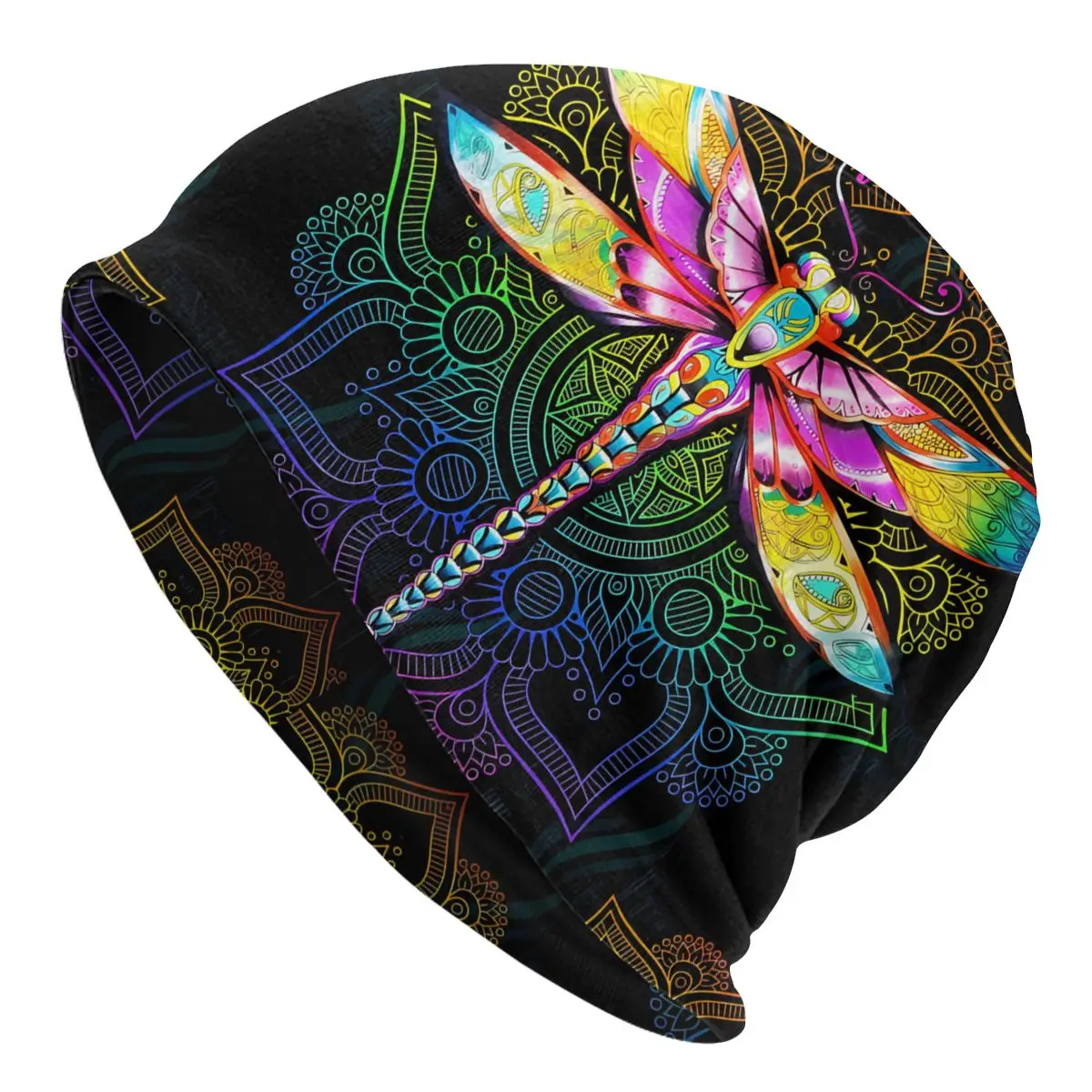 Mandala Dragonfly Bonnet Homme Outdoor Thin Skullies Beanies Dragonfly Tattoo Caps For Men Women Style Hats