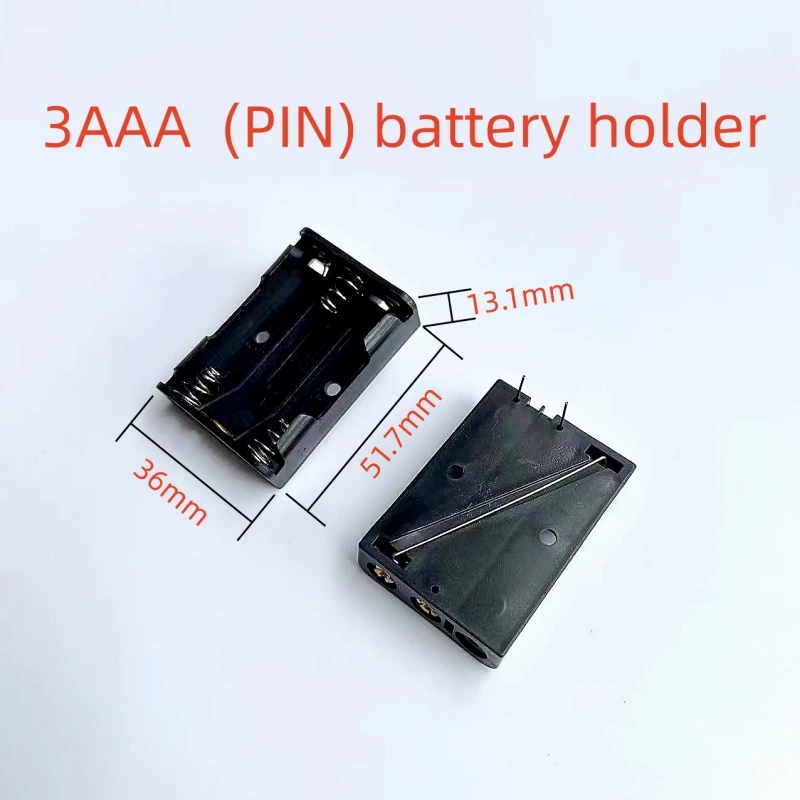 50/100PCS AAA battery holder with pin AAA 1/2/3X battery box with pin guide PCB welded AAA flame-retardant battery compartment