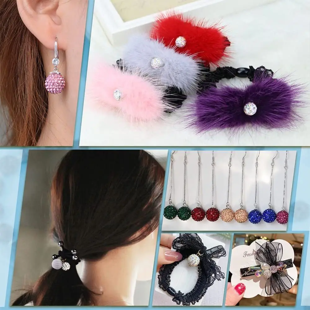 Resin and rhinestones Chunky Bubblegum Beads Multicolor Round Disco Ball Beads Ball Beads Crystal Resin Handmade Crafts Lovers