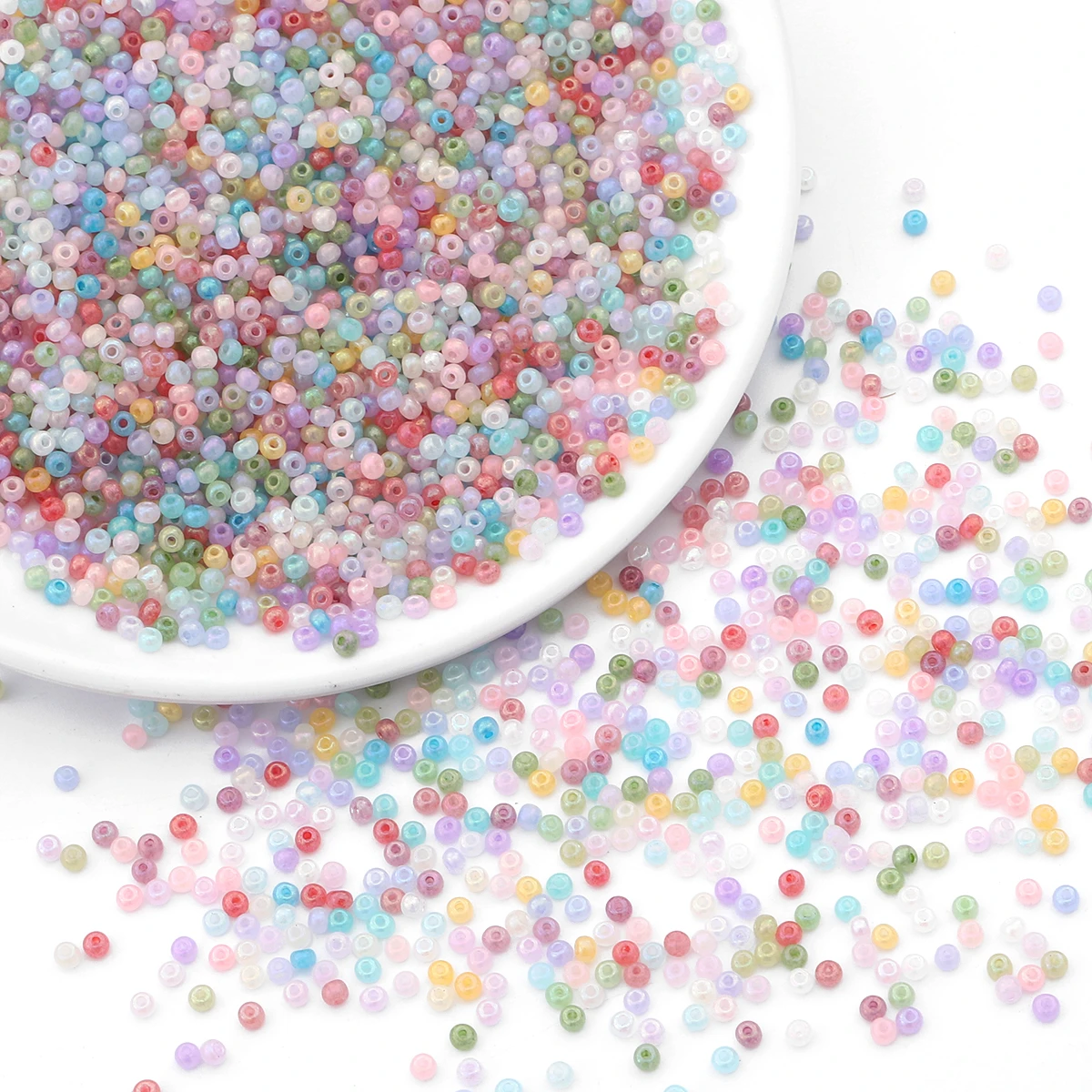 

Bulk glass flower beads High quality iridescent glass rice beads Charms DIY jewelry creation beads Jewelry making materials