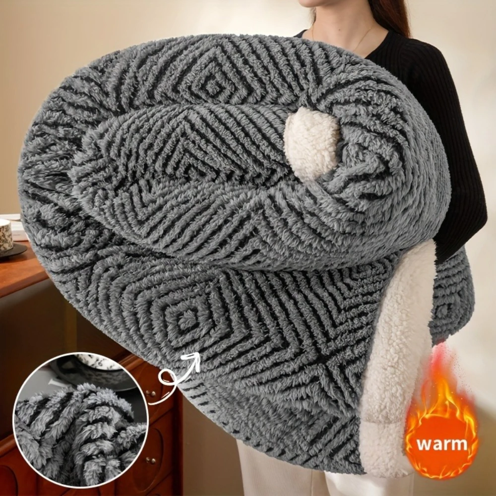 Boho Pattern Double Sided Lamb Fleece Blanket Heavy Winter Cozy Couch Throw Blanket