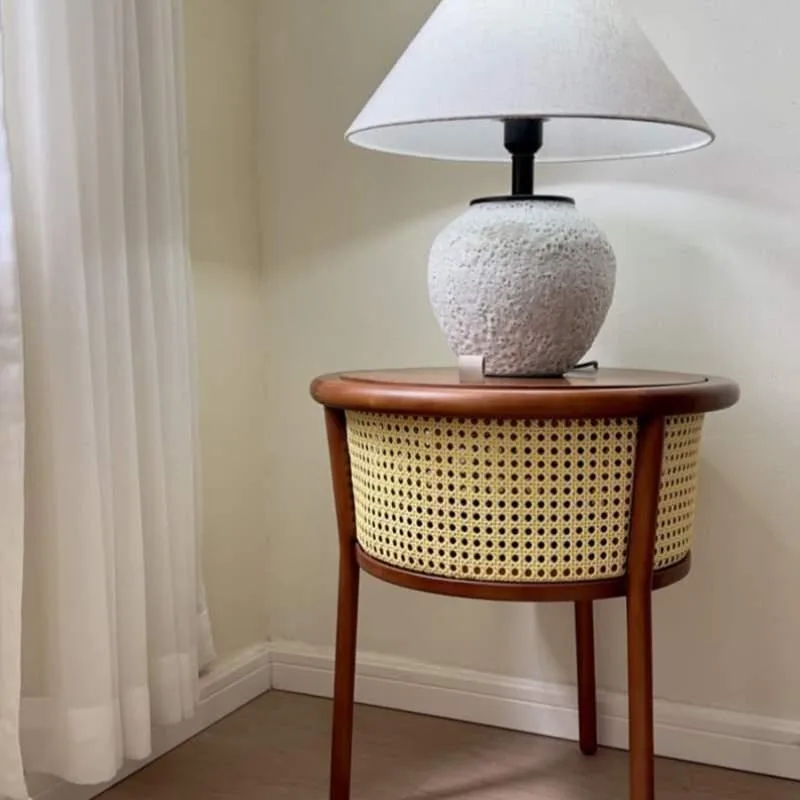 rattan corners, bedside tables, solid wood side tables, storage tables, Japanese-style living room, wabi silent retro