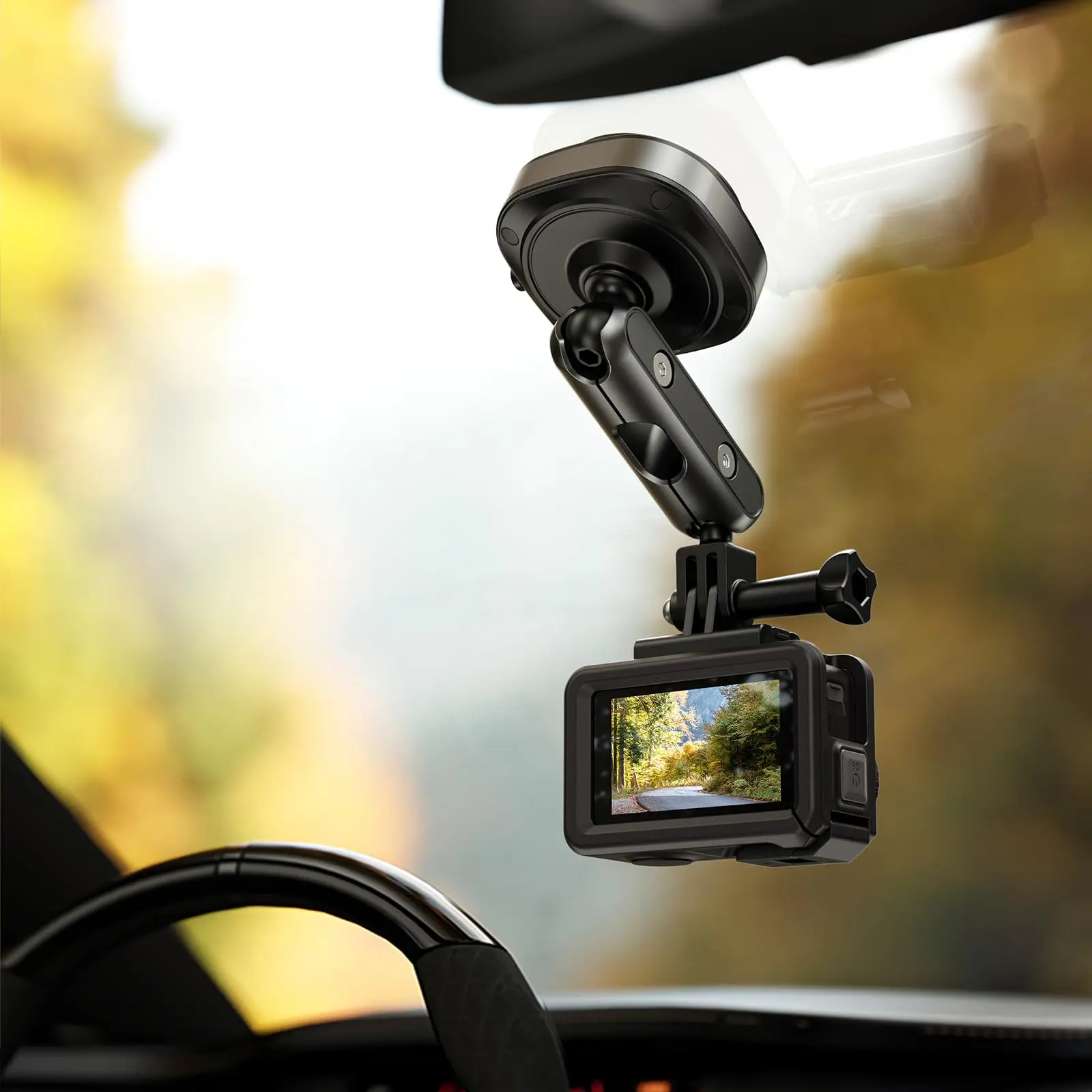 Suporte para câmera com ventosa elétrica com 360 °   Suporte para câmera de carro com braço mágico de cabeça esférica de 1/4 polegadas para DJI Action5Pro/GoPro13/Insta360